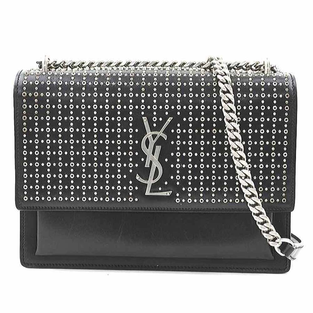 Saint Laurent shoulder bag leather metal black silver